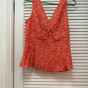 Rebecca Taylor Red Floral Twist-Front Camisole